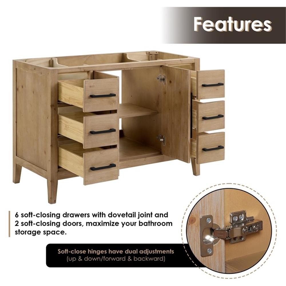 Laurel 48″ Wood Vanity Base in Weathered Fir without Top and Sink no Mirror