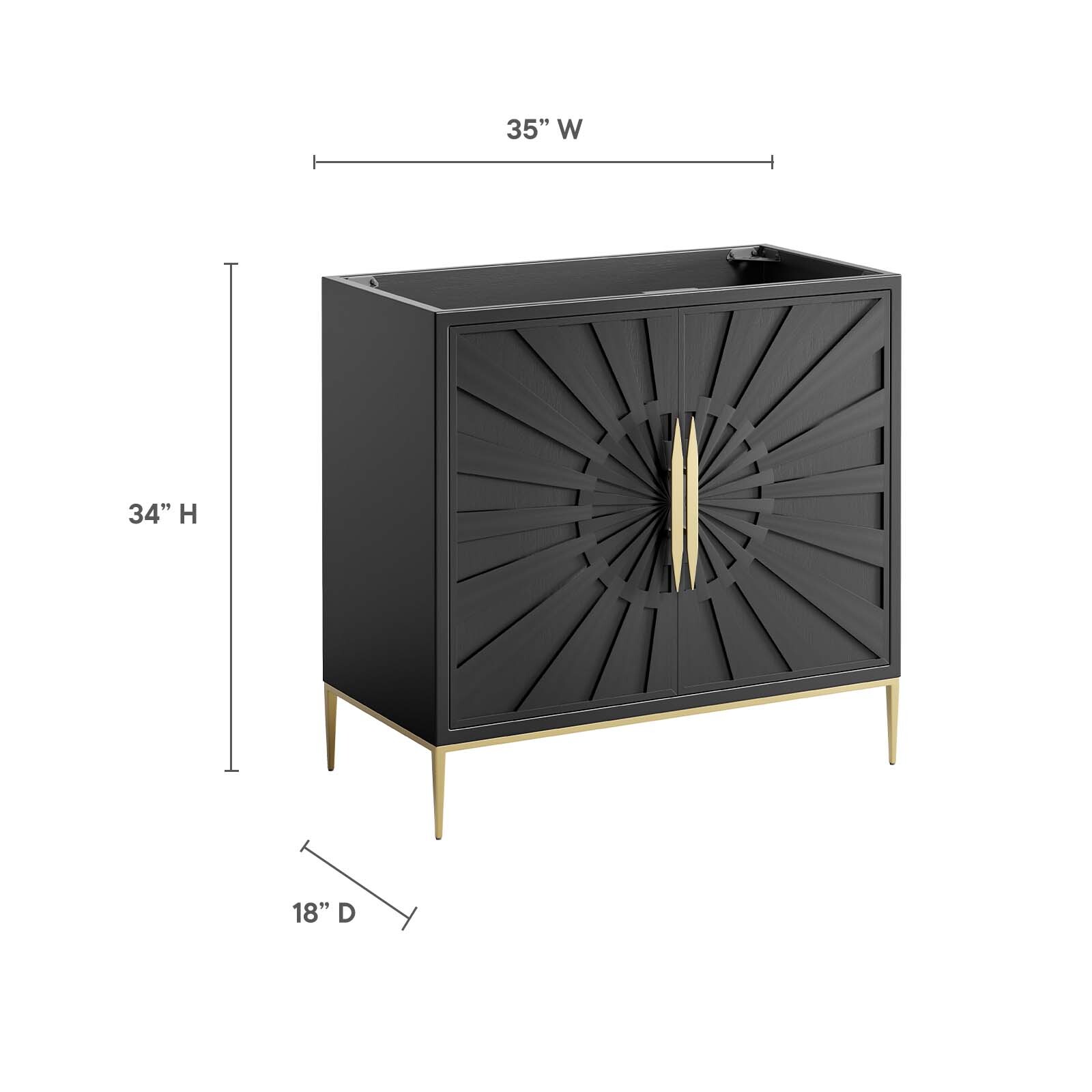Modway Awaken 36″ Bathroom Vanity Cabinet in Black – Sink Basin Not Included