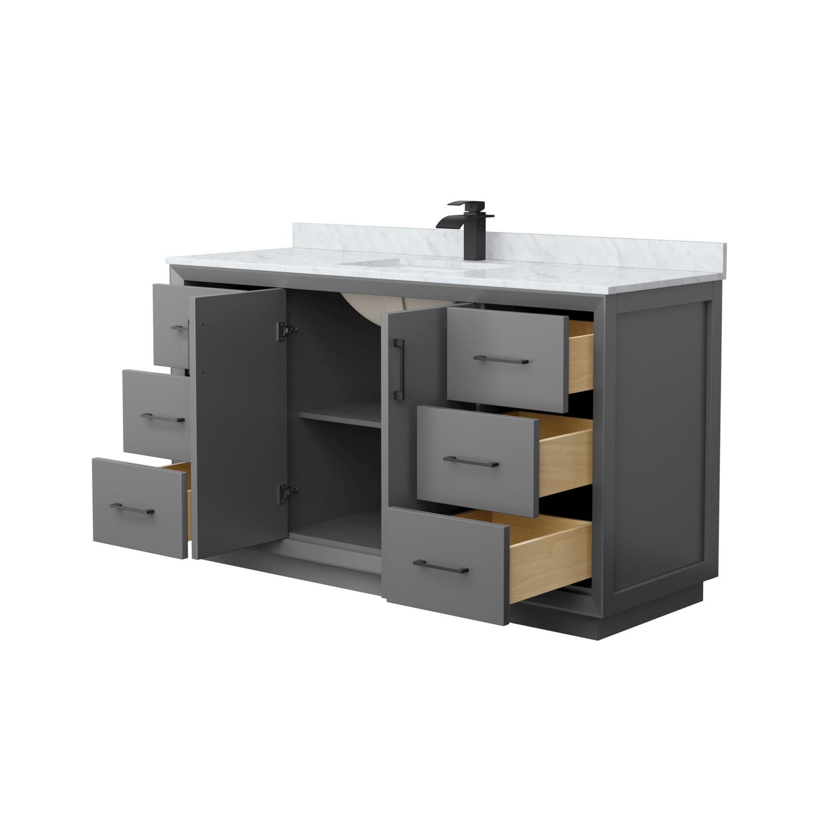 Wyndham Collection WCF414160S-NAT-UNSMXX Strada 60″ – Dark Gray / Matte Black
