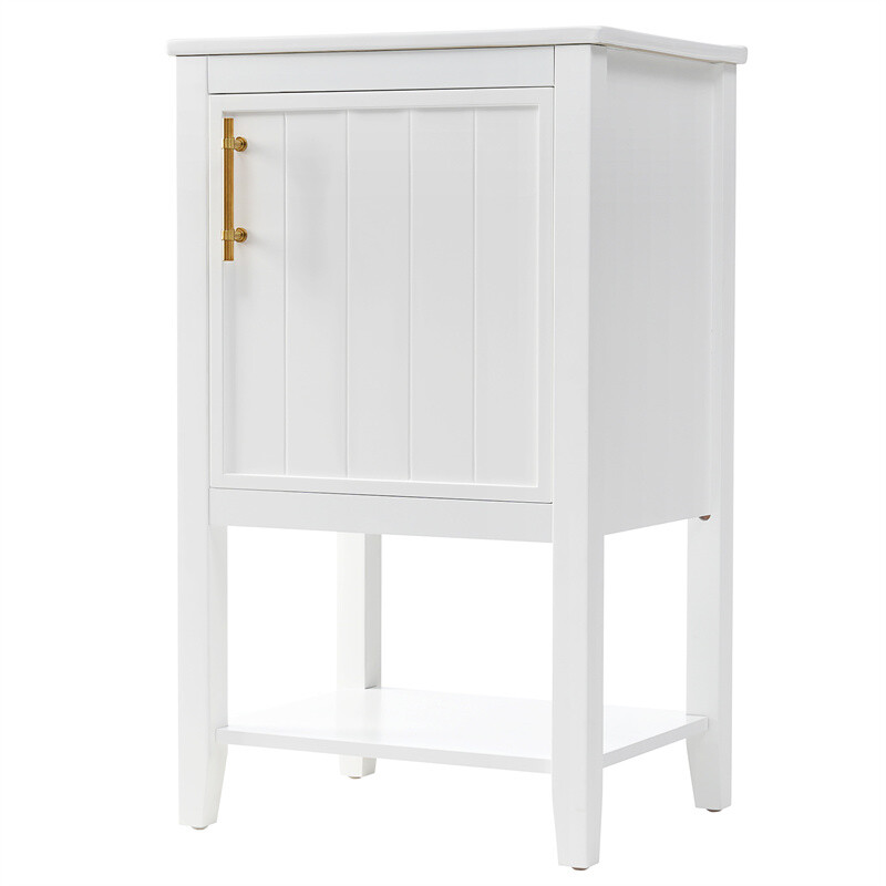 20″ Bathroom Vanity with Sink Combo White Storage Cabinet w/Door & Open Shelf