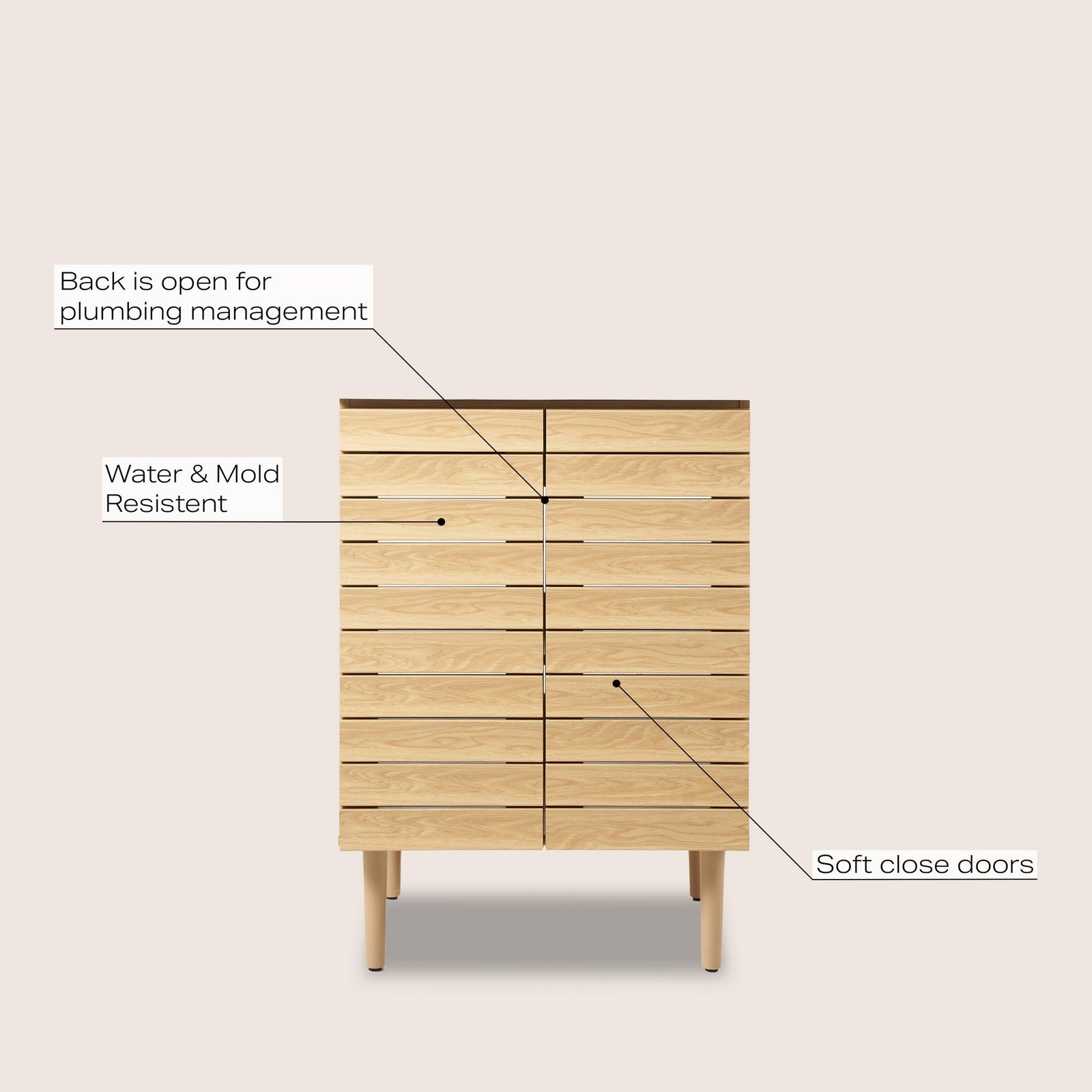 Aubert 24 in. W x 18 in. D x 33 in. H Thick Linear Slat Modern Farmhouse 2-Shelf