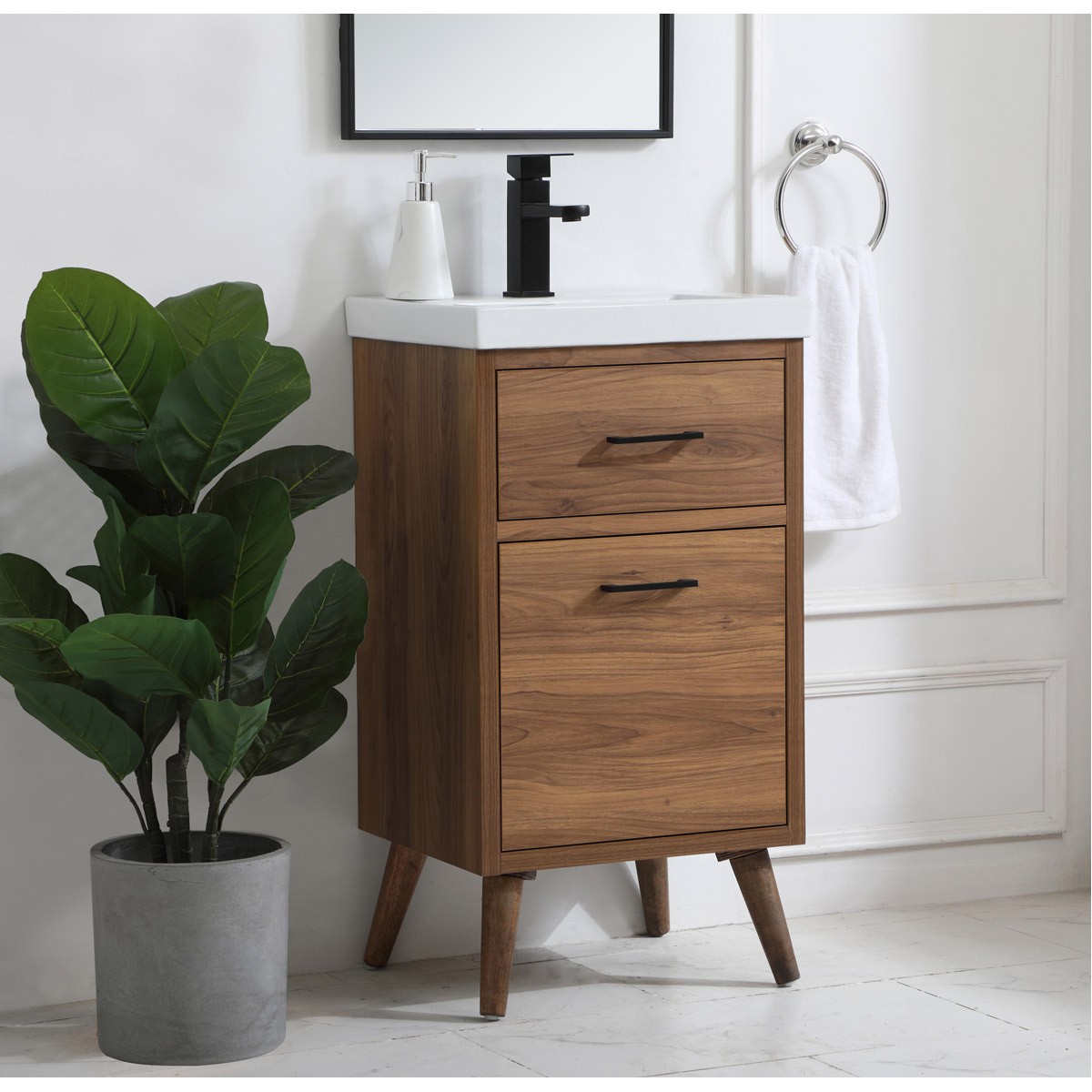 Elegant Lighting VF41018WB Boise Vanity Walnut Brown and Black