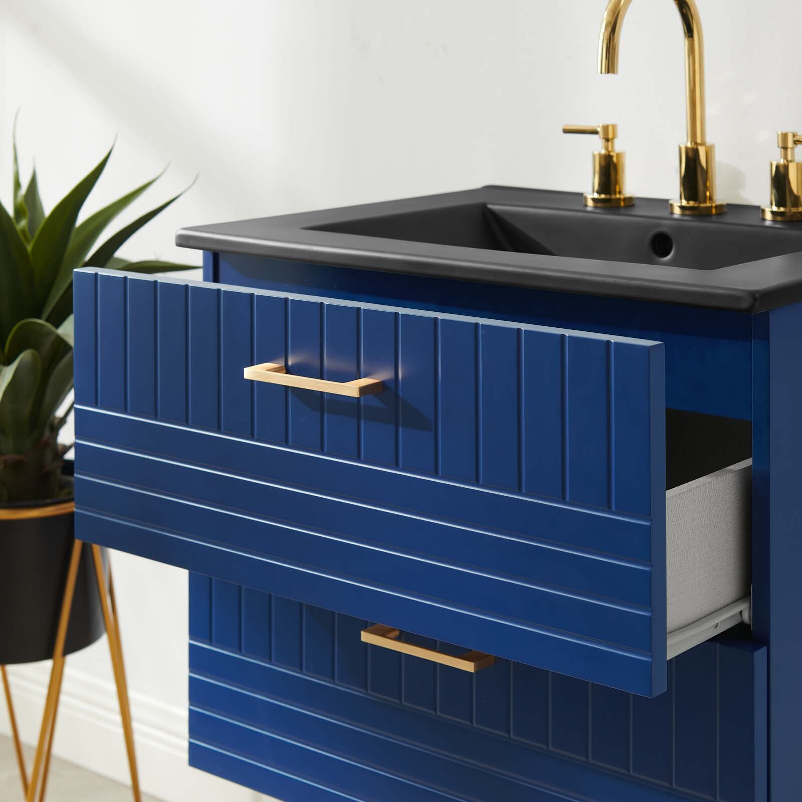 Modway Daybreak 24″ Wall-Mount Bathroom Vanity in Blue Black