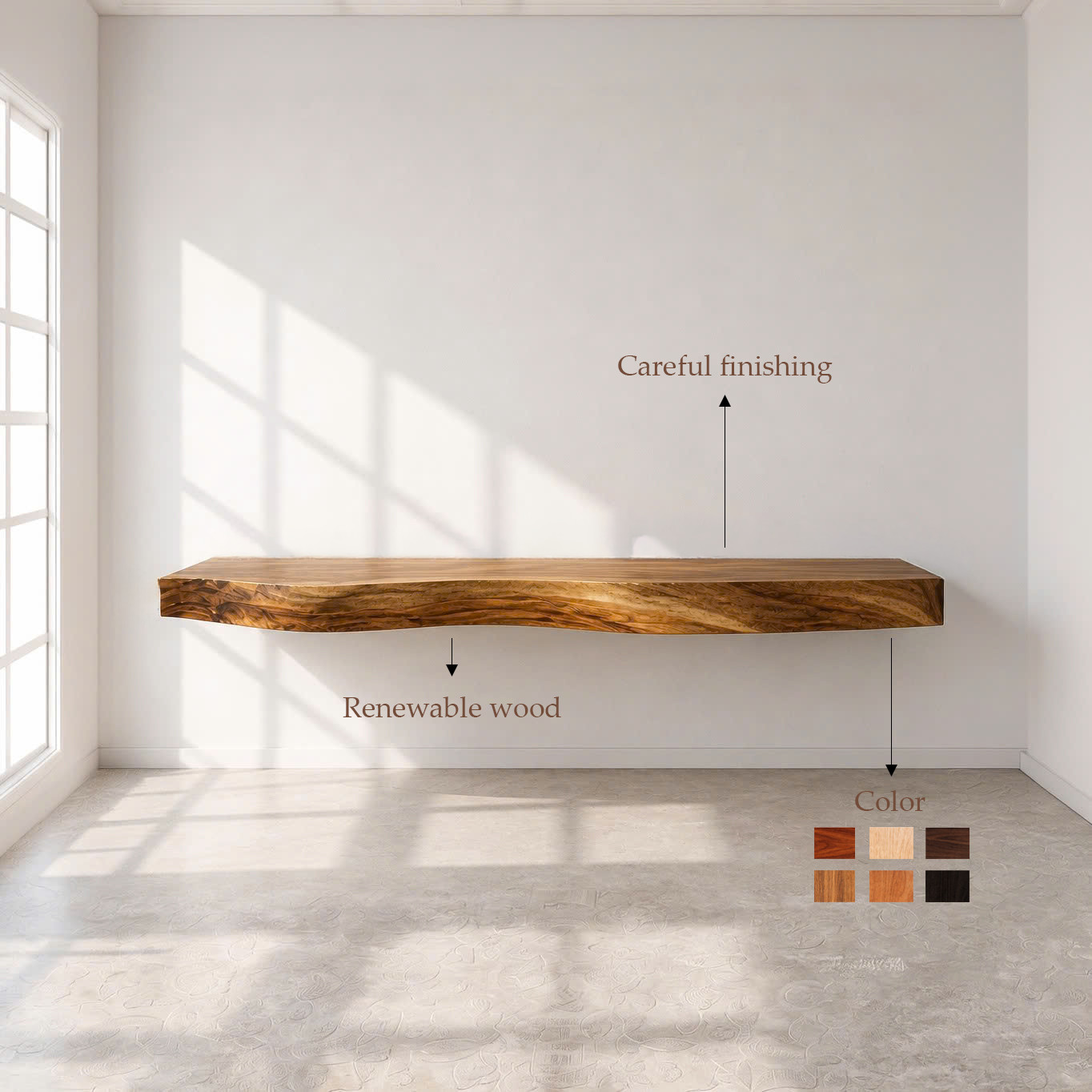 Bathroom Vanity Modern Live Edge Solid Wood Countertop Sink Top Bathroom