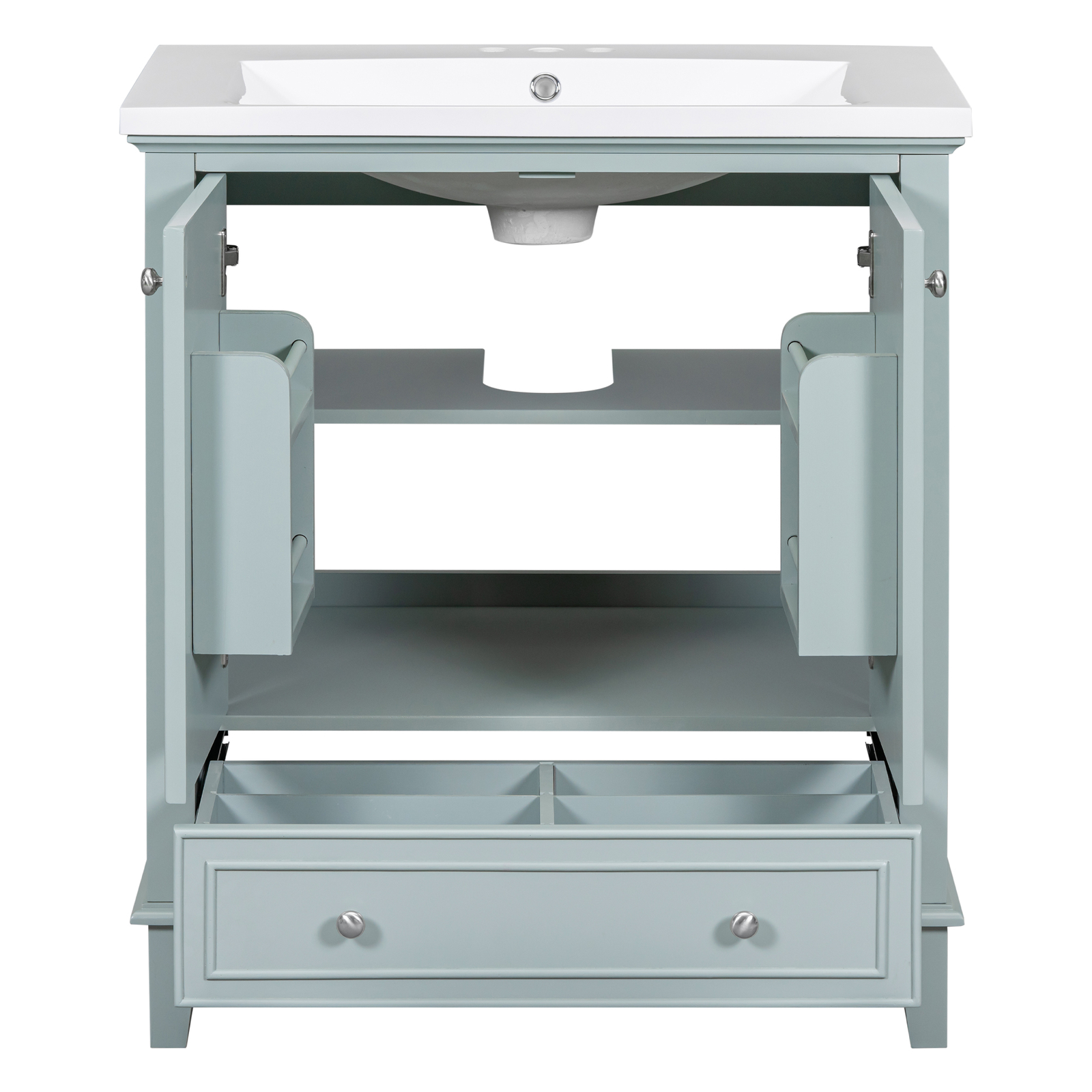 30″ Bathroom Vanity w/Sink, Drawer, 2 Doors, Freestanding Vanity Storage Cabinet