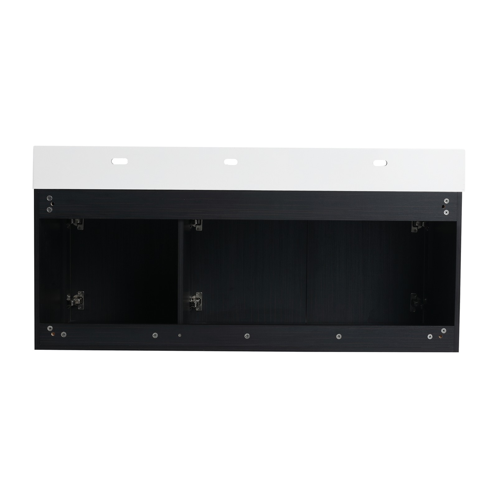 48 Inch Plywood Wall-Mounted Bathroom Vanity with Resin Sink + Side Storage Rack