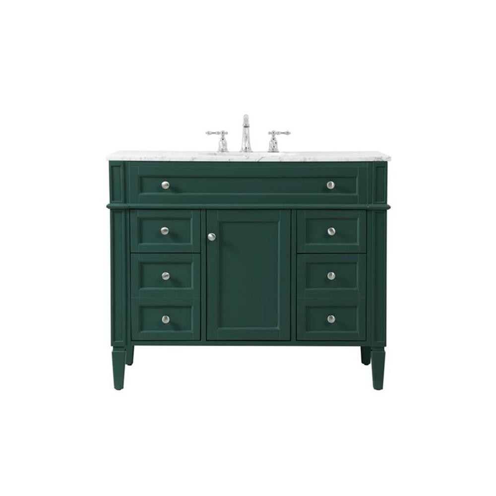 Elegant Decor Park Avenue 42″ Metal MDF Marble Single Bathroom Vanity in Green
