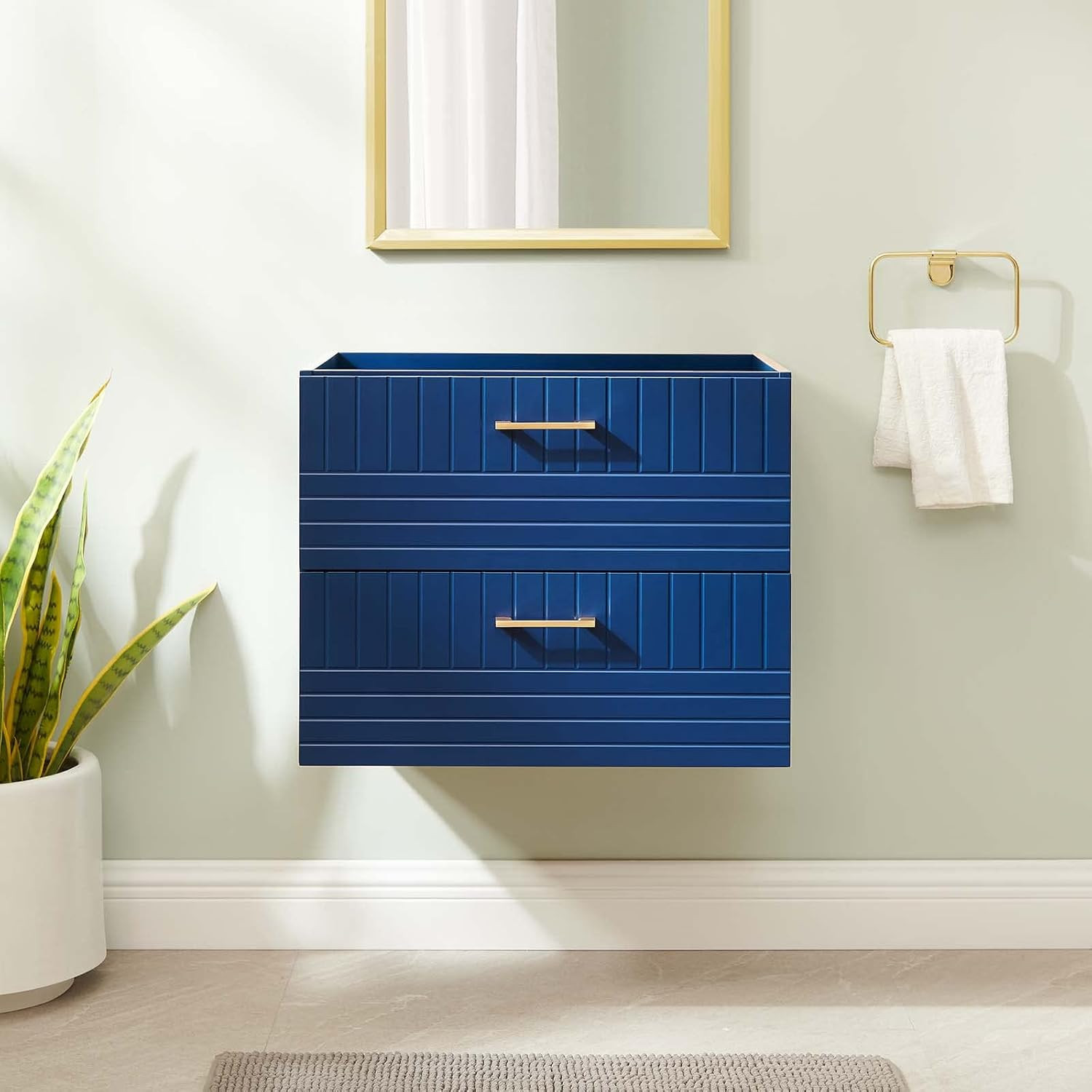 Stylish Daybreak 24″ Blue Wall-Mount Bathroom Vanity Cabinet – Sink Not Included