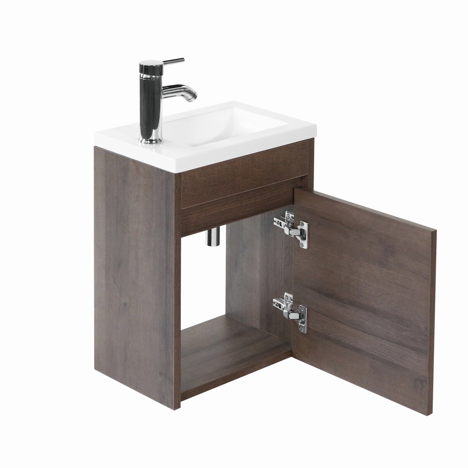 16″ Bathroom Vanity With Sink Wall Mount Floating Cabinet for Small Roomw/Faucet