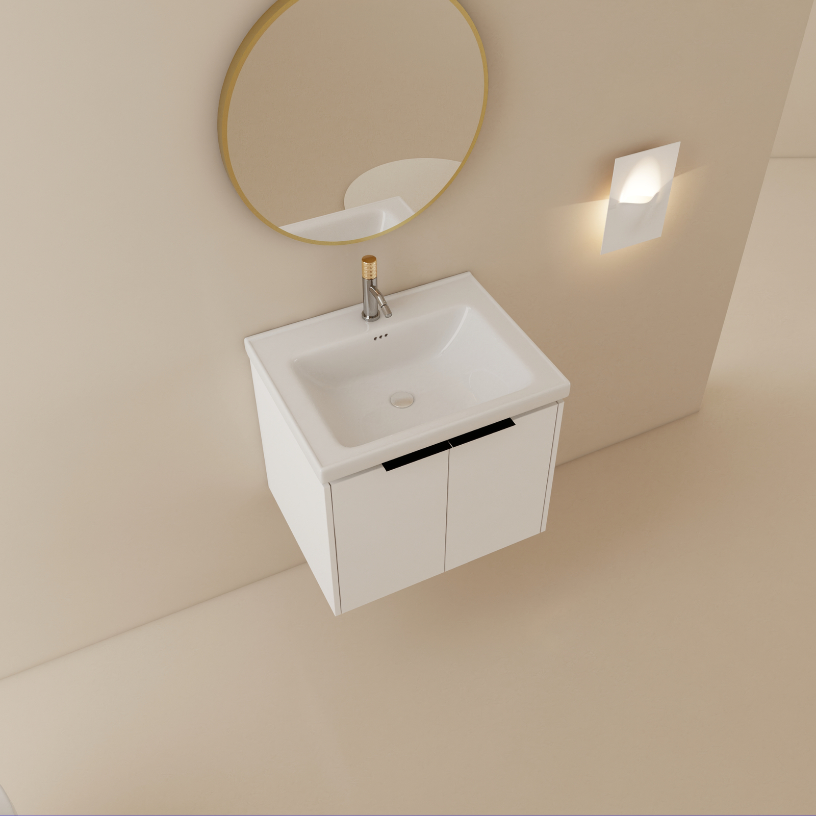 24 Inch Wall Mounted Bathroom Vanity Cabinet with Sink For Small Bathroom White