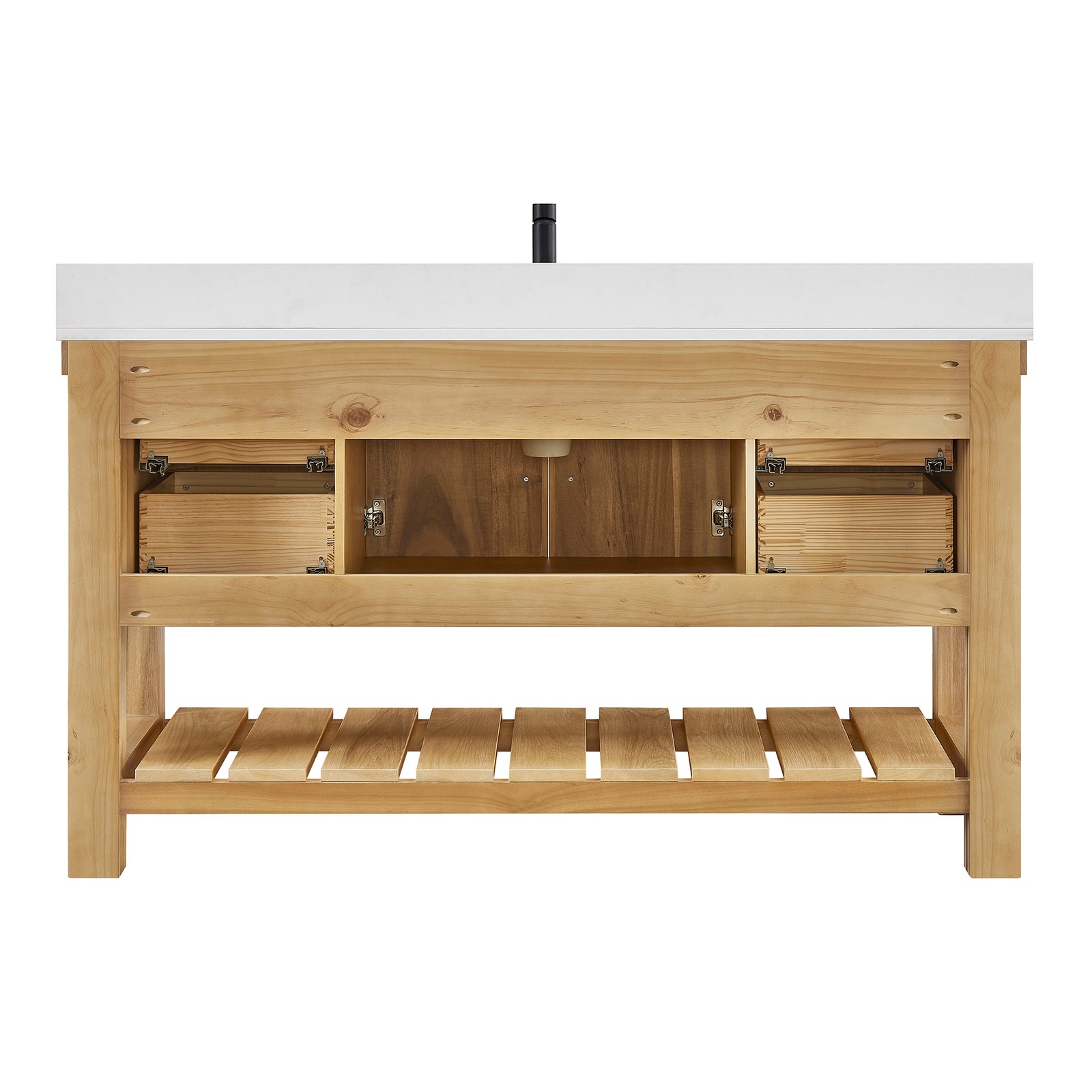 Paris 60″ Single Bath Vanity in Acacia Classic Grey with White Quartz Stone Top