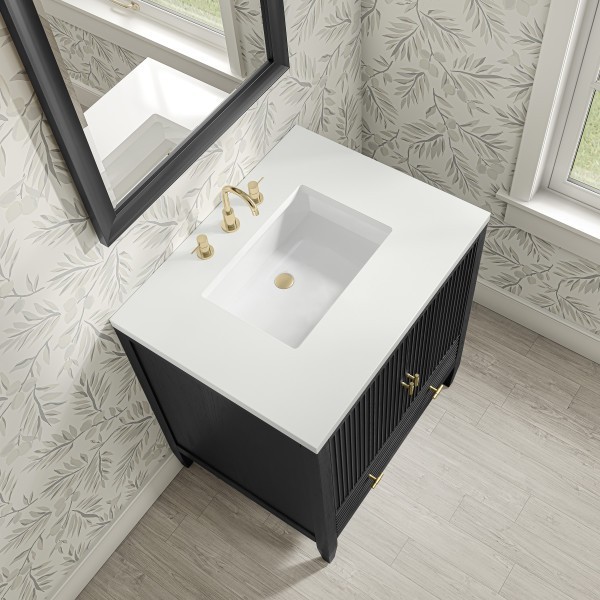 30″ James Martin Myrrin 485-V30-CBO-3WZ Vanity Cabinet White Zeus Silestone Top