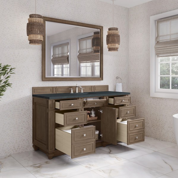 60″ James Martin Bristol 157-V60S-WW-3CSP Vanity Cabinet Charcoal Soapstone Top