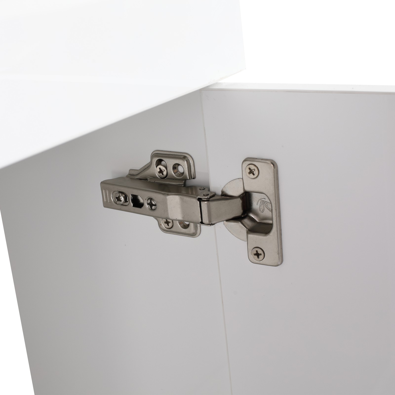 16″ Plywood Freestanding Bathroom Vanity Ceramic Sink Basin +Storage Rack White