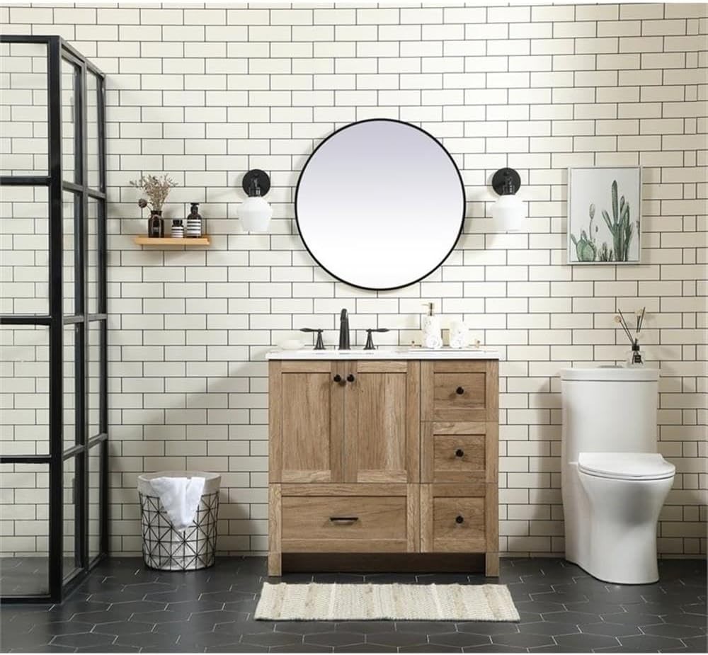 Elegant Lighting VF2836NT 36 inch Single Bathroom Vanity in Natural Oak