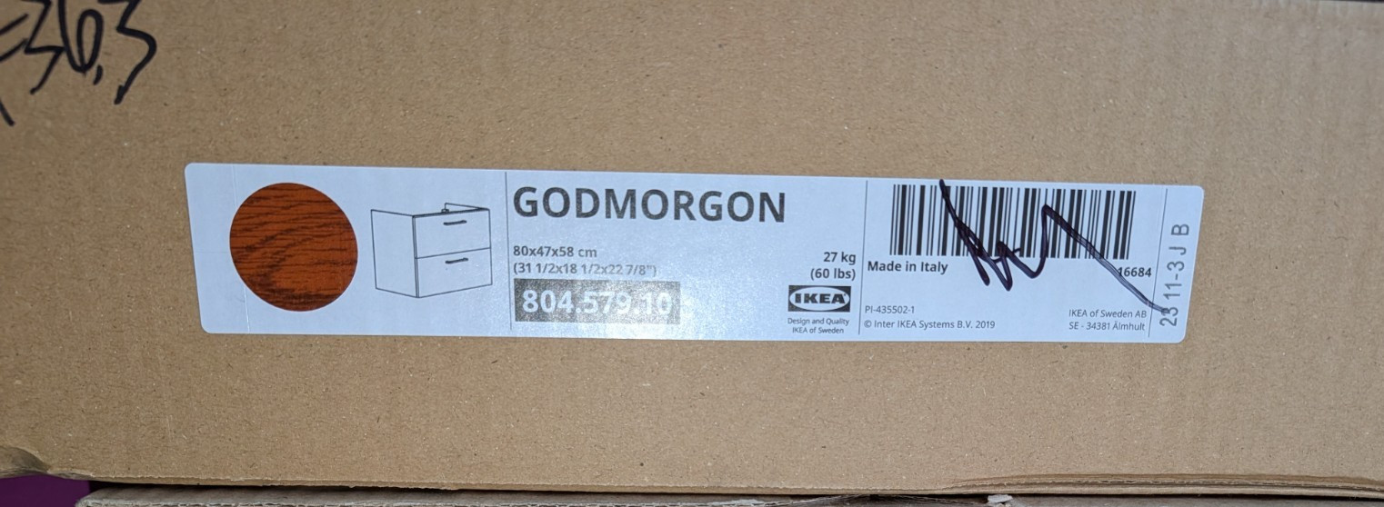 New IKEA GODMORGON Bathroom vanity 31½” Wide Brown stained ash effect