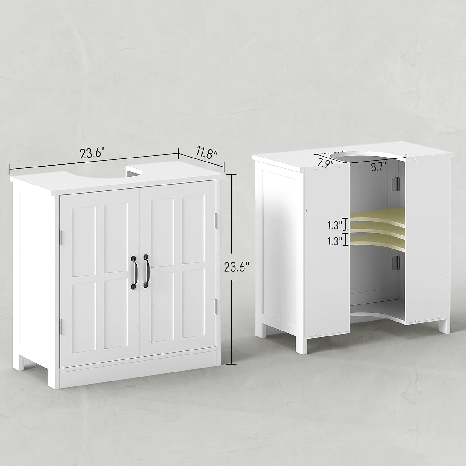 Pedestal Sink Storage Cabinet Under Sink Cabinet W/ 2 Doors & Adjustable Shelf