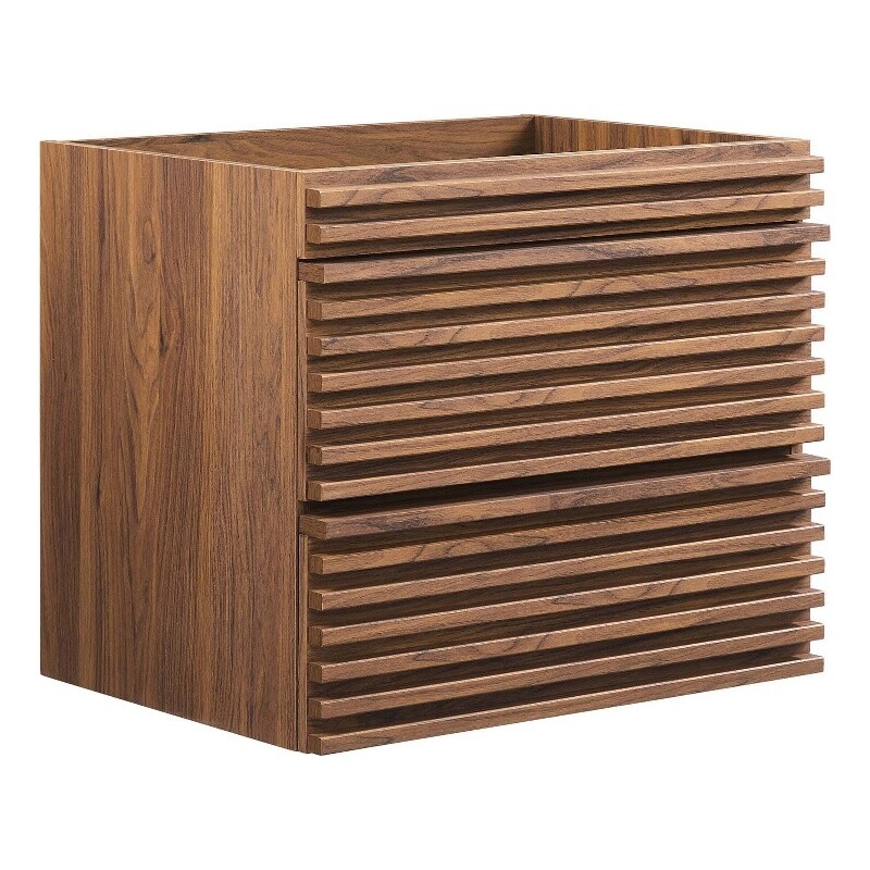 Modway Render 23.5″ MDF Wood Wall-Mount Bathroom Vanity Cabinet in Walnut