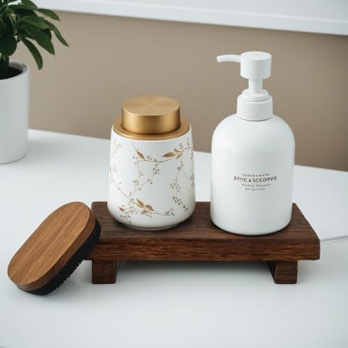 (9×6 Inch,Brown) Wood Riser Soap Tray, Rustic Wood Pedestal 9×6 wooden riser