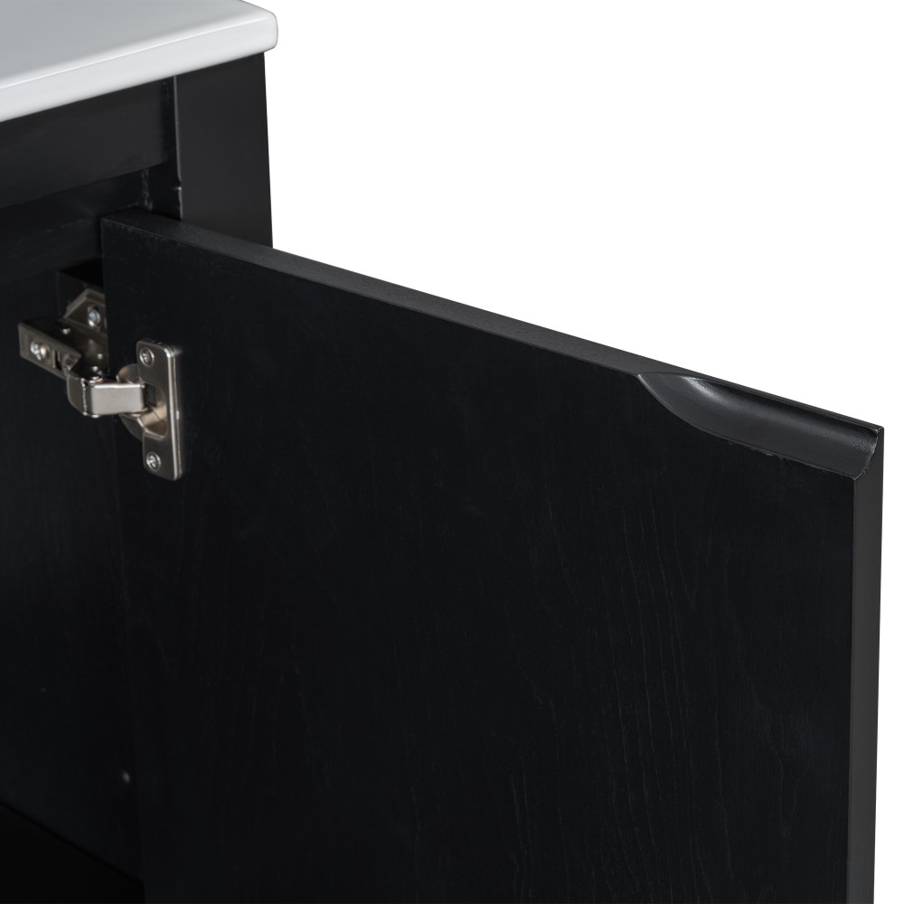 36″ Vintage Bathroom Vanity w/Ceramic Sink,Solid Wood Frame,Soft Close Doors