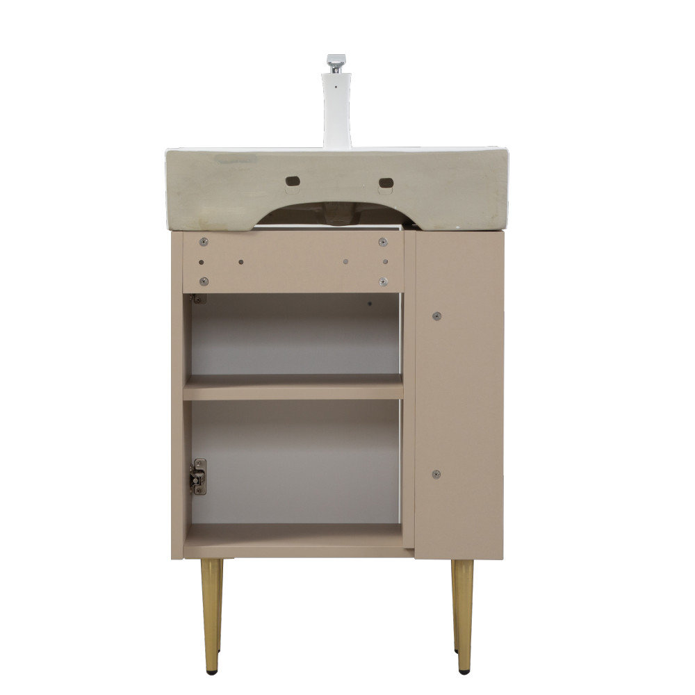 Green Vanity Base w/ Open Shelf, Storage Cabinet for Bathroom, Soft-Close Door