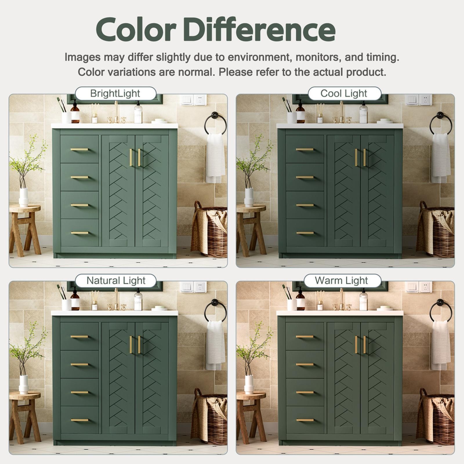 High-Quality 30” Bathroom Vanity with Sturdy Wood Frame, Spacious Storage