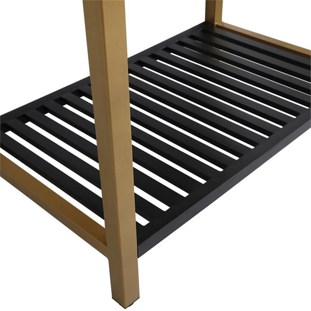 Pemberly Row 36″ Single Resin Top Metal Bathroom Vanity in Gold and Black