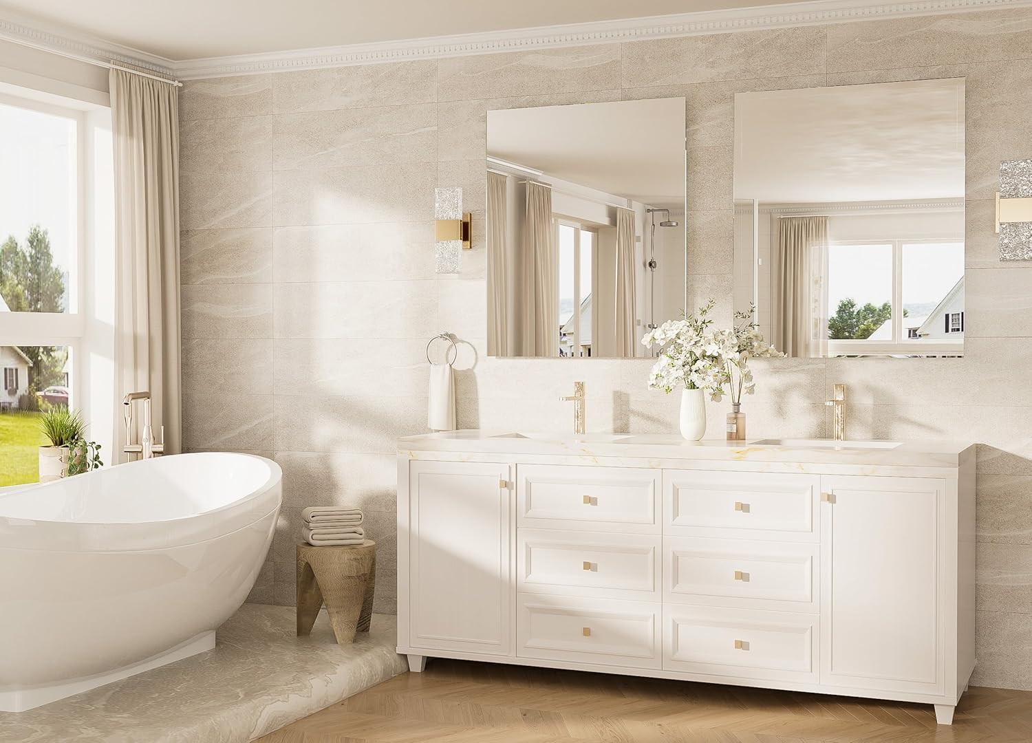 30×36 Frameless Modern Bathroom Mirror – Shatterproof Wall Decor