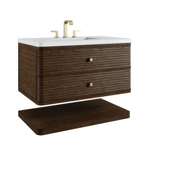 36″ James Martin Allamari D640-V36-SBL-WWZ Vanity Cabinet White Zeus Top
