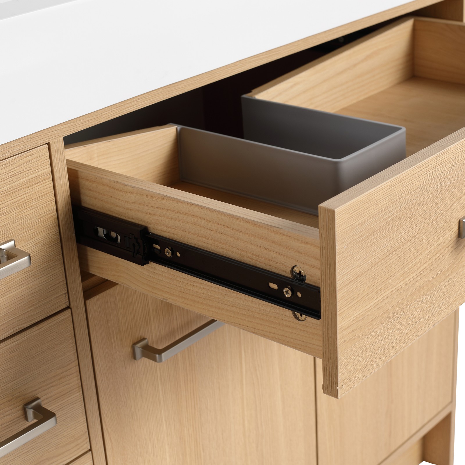 72 in Plywood Bathroom Vanity Freestanding W/Double Resin Sink+4 Doors 6 Drawers