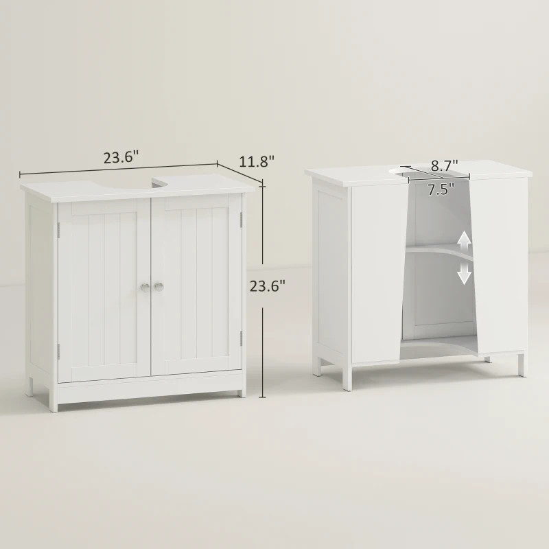 Pedestal Sink Storage Cabinet, Under Sink Bathroom Cabinet, White