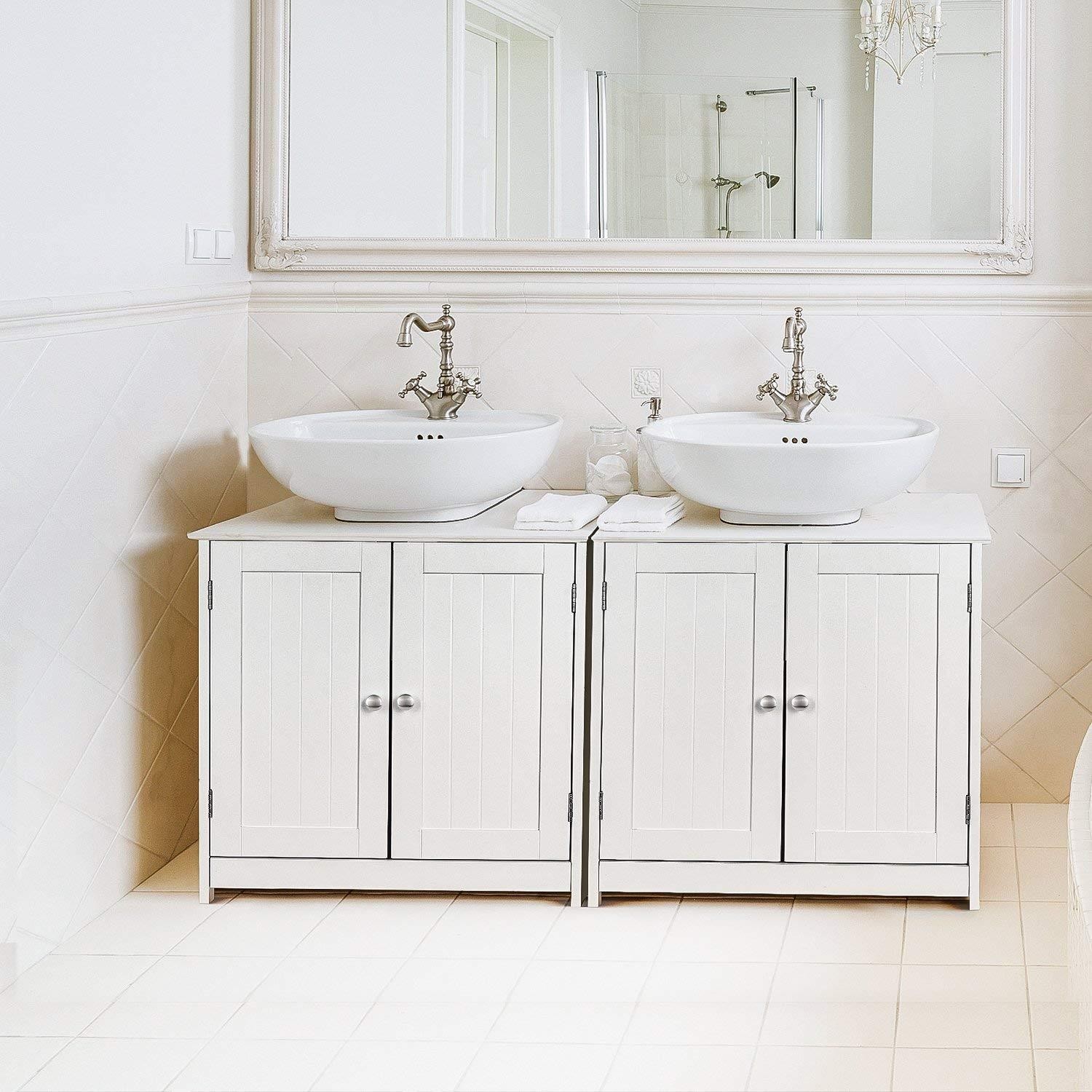Non Pedestal Under Sink Bathroom Storage Vanity Cabinet Space Saver Organizer
