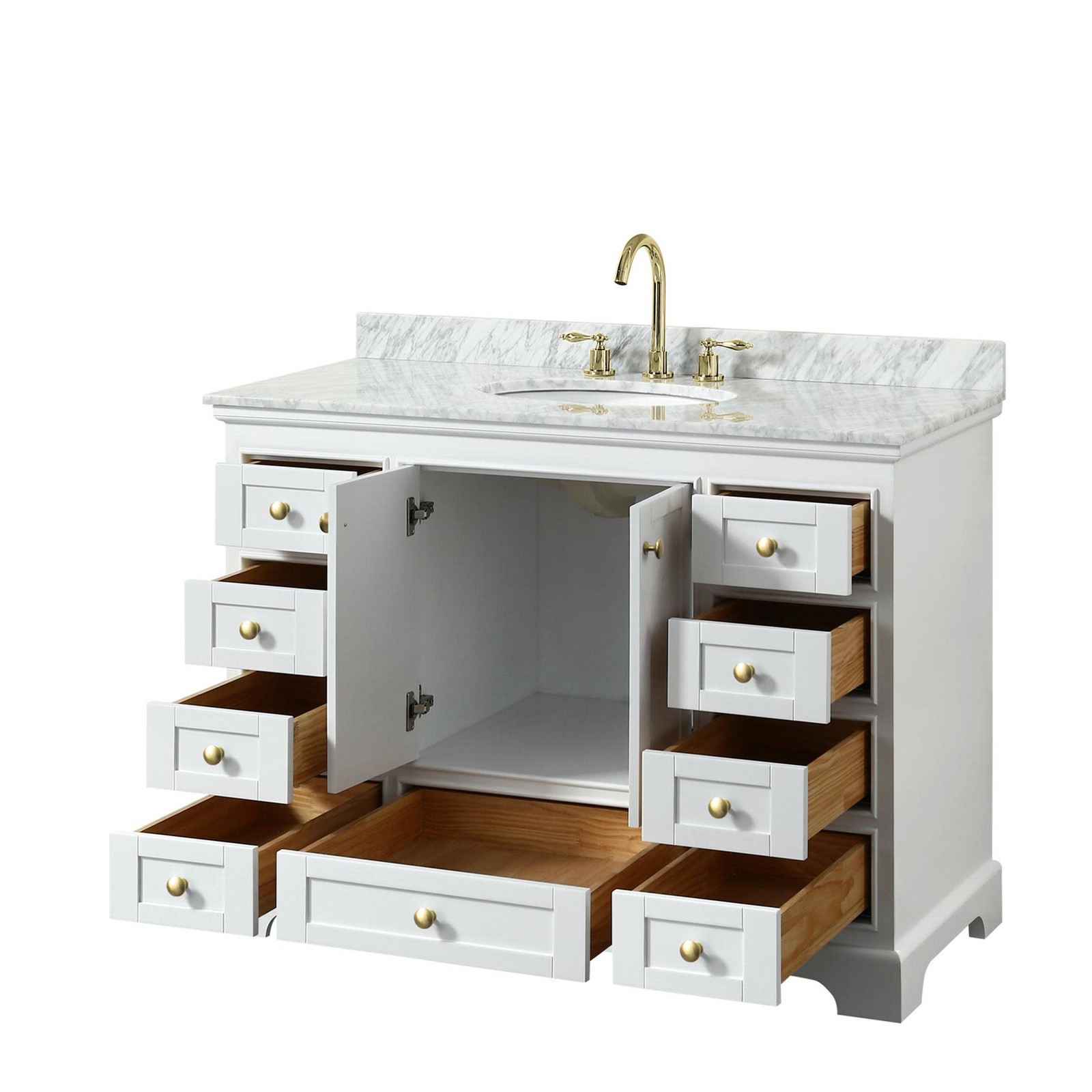 Wyndham Collection WCS202048SCMUNOMXX Deborah 48″ – White / White Carrara Marble