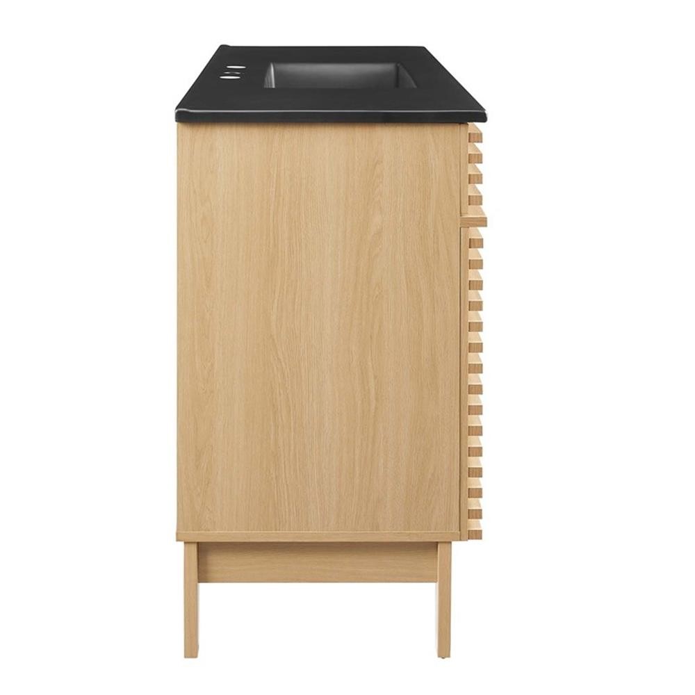 Modway Render 47.5″ Plastic and Wood Single Sink Bathroom Vanity in Oak/Black