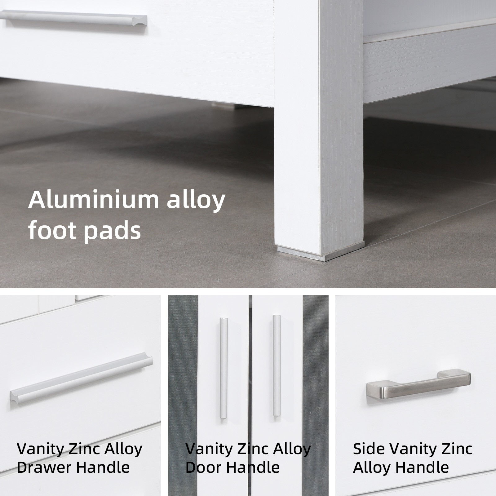 36″ White Bathroom Vanity Set Vessel Glass Sink Cabinet Small Combo No Mirror