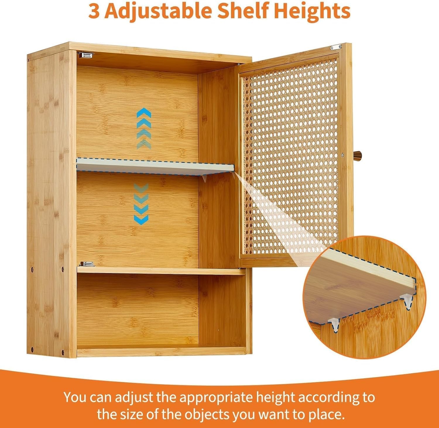 Garvee Rattan Door Bamboo Wall Storage Cabinet,Bathroom Medicine Cabinet,Kitchen