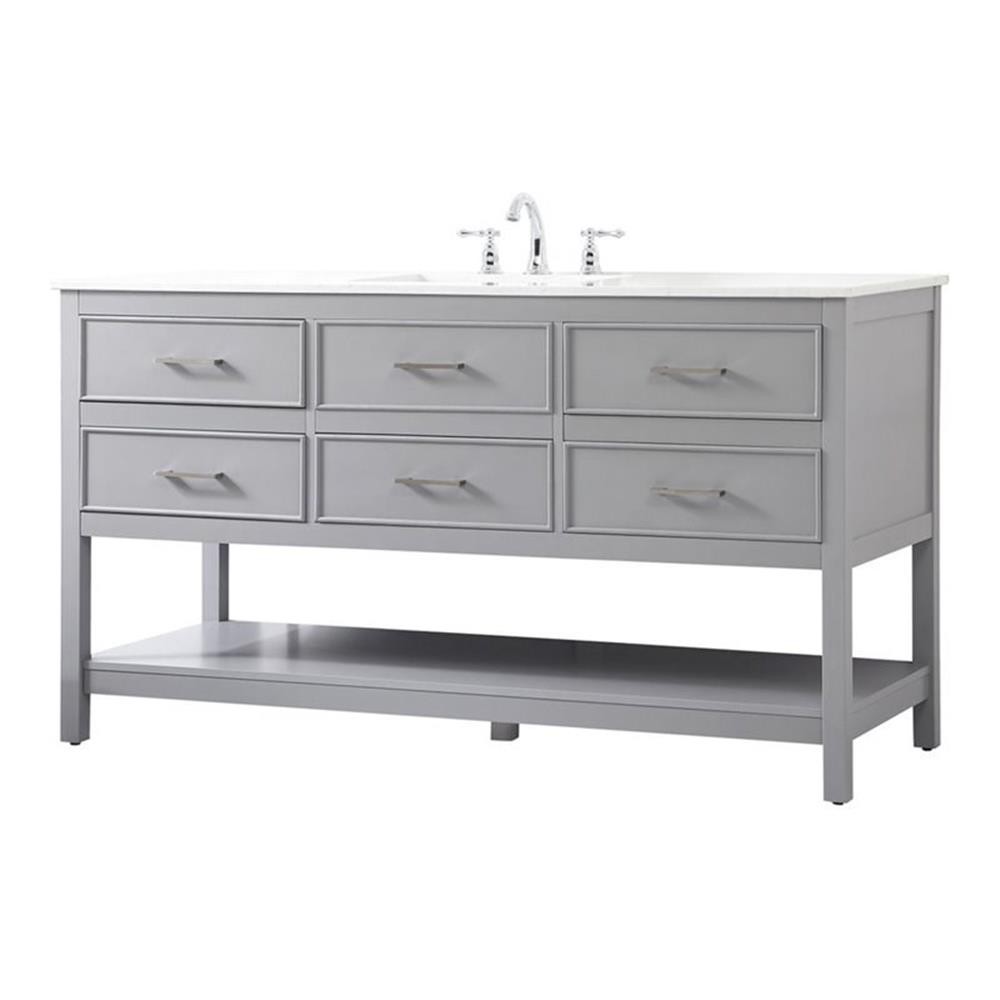 Elegant Decor Sinclaire 60″ Aluminum Alloy & MDF Single Bathroom Vanity in Gray