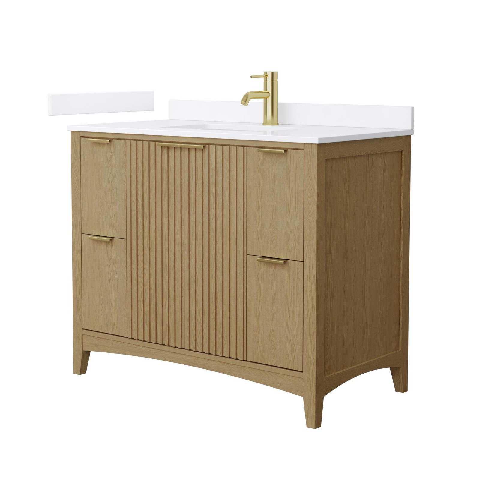 Wyndham Collection WCF9191-42S-QTZ-UNSMXX Palmilla 42″ – Natural Oak / White