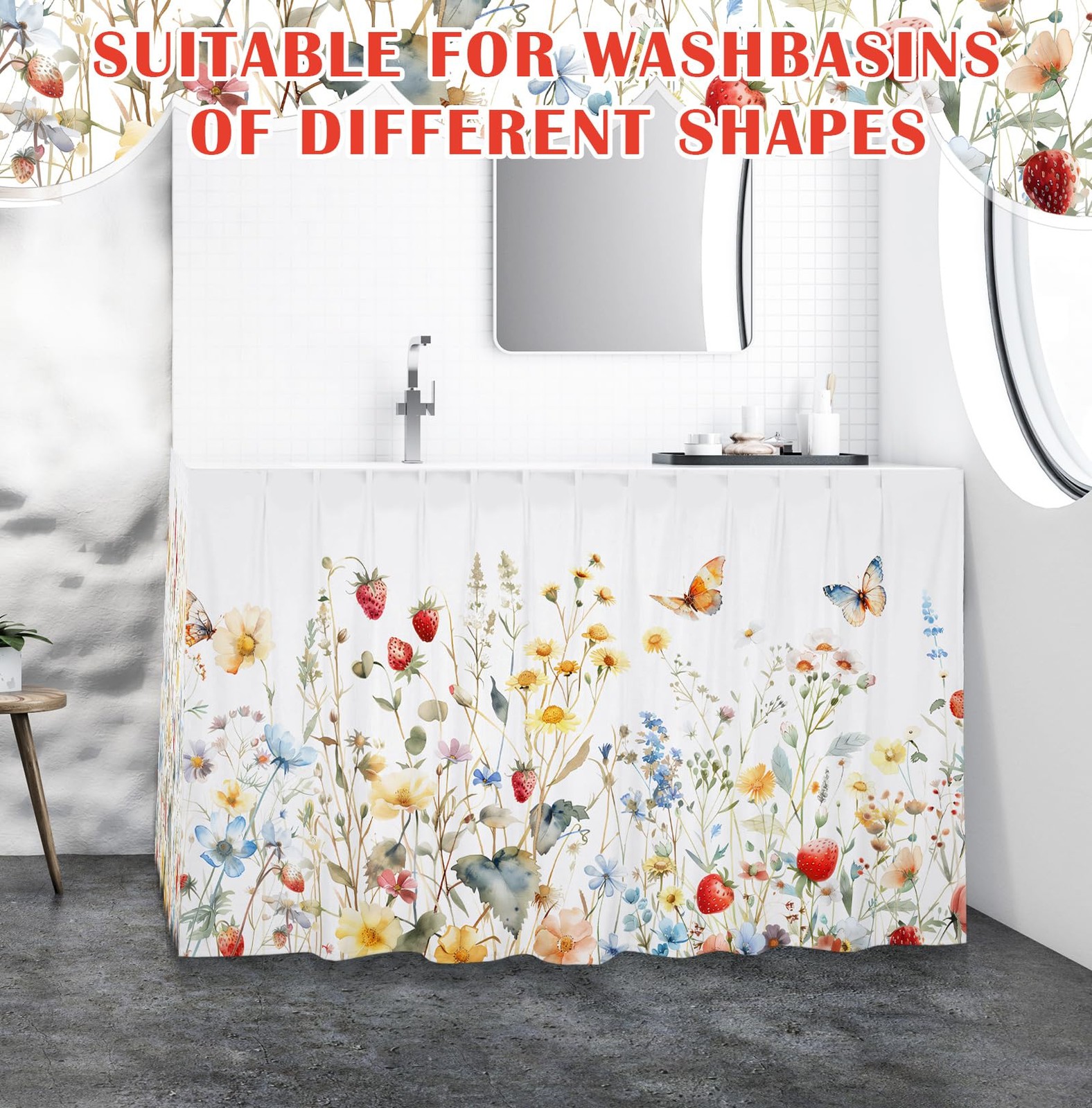 Fabric Sink Skirt Diamond Bathroom Stitch Self Stick Adhesive Waterproof Fabr…