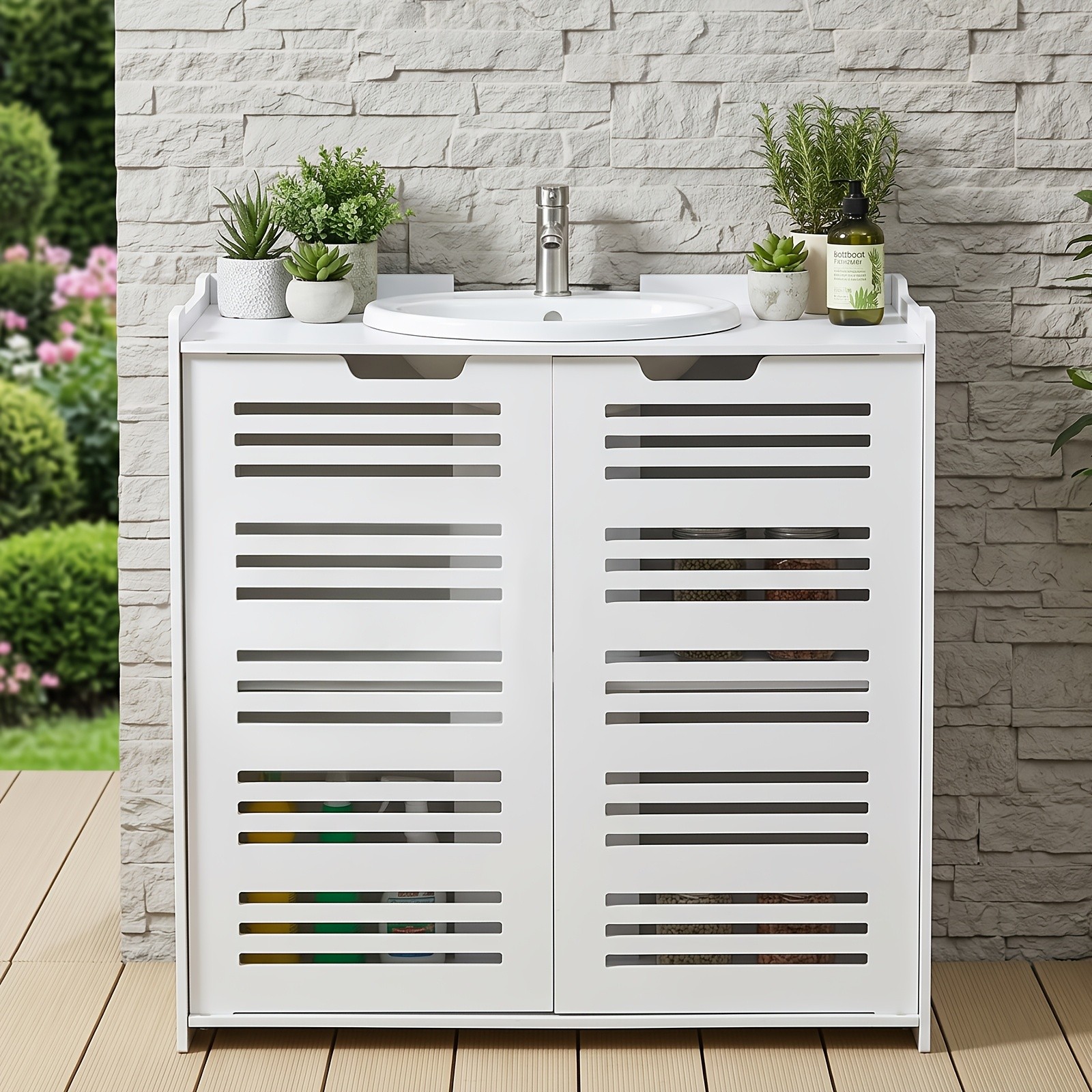 Modern White Bathroom Vanity Cabinet with Storage, Space Saving Under Sink Organ