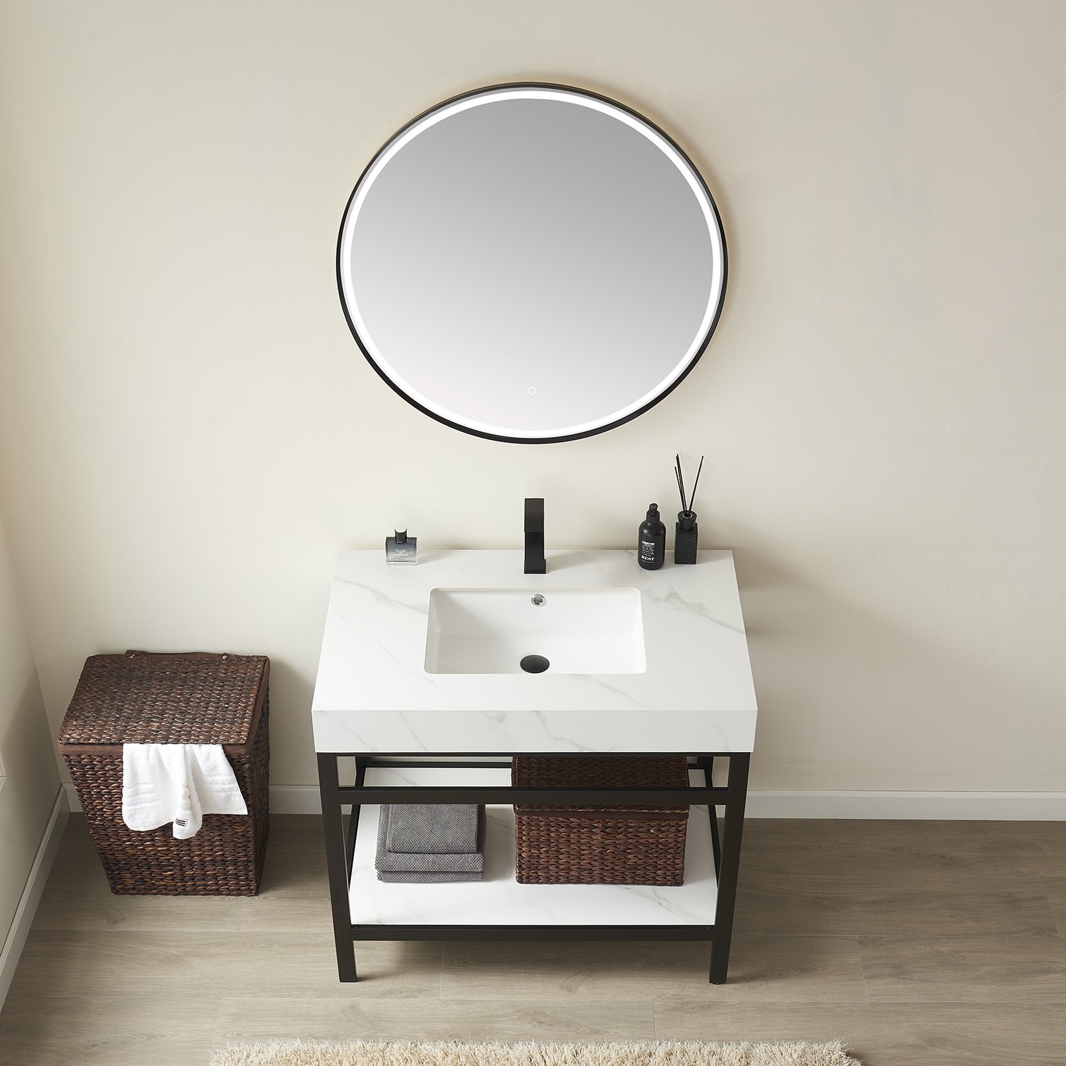 Miseno MV702536 Funes 36″ – Brushed Gold / White