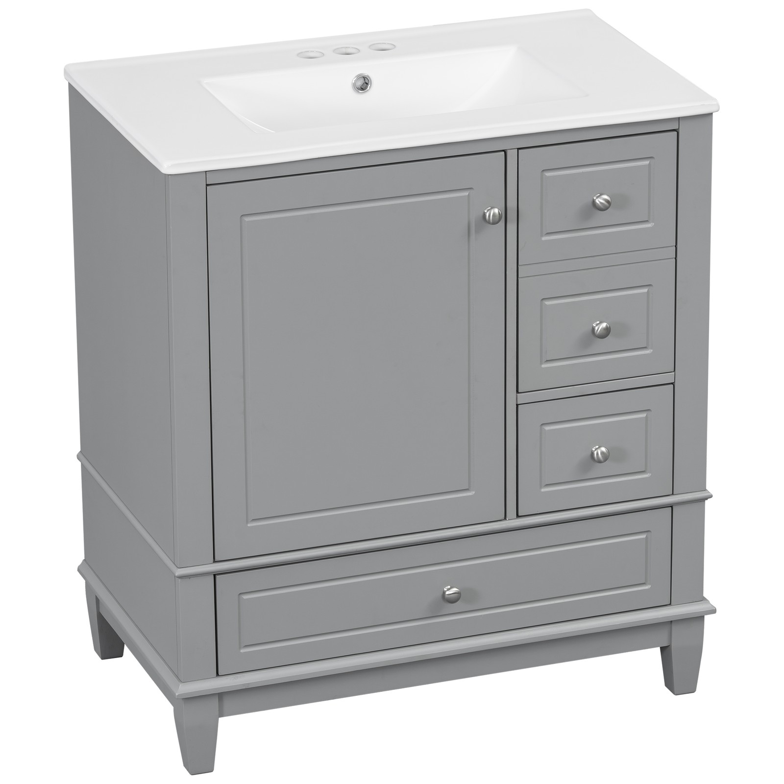 30″ Bathroom Vanity with Sink, Soft Close Door, Grey