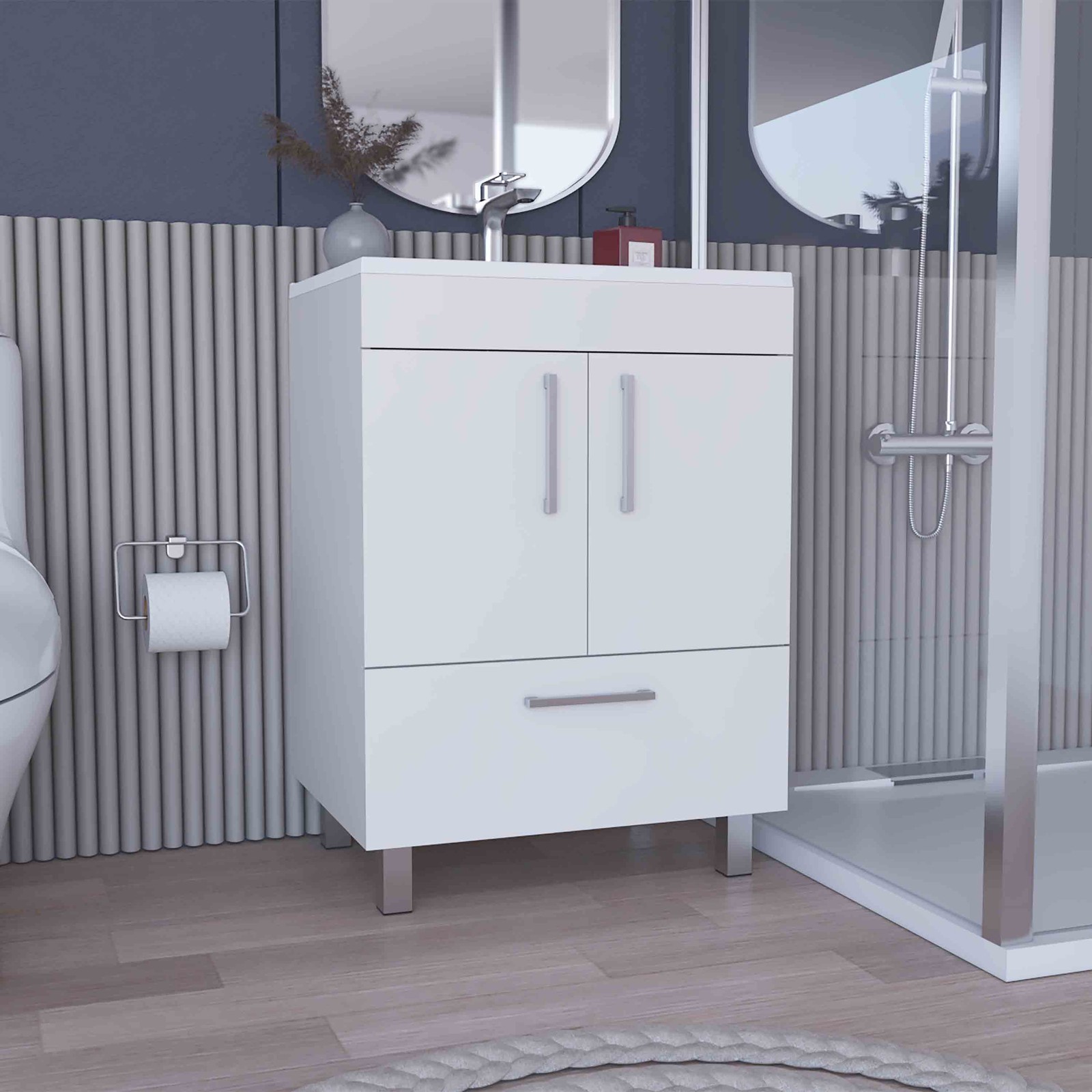 Velloc Single Bathroom Vanity Cabinet with Drawer – White