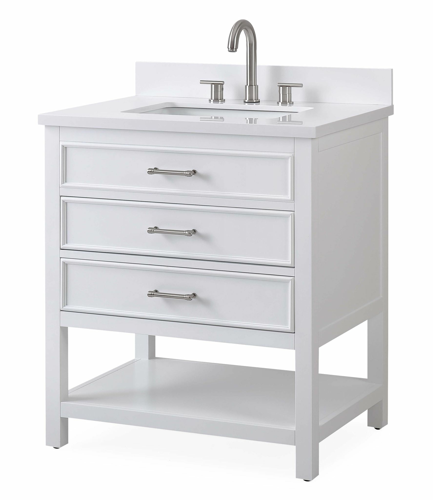 30 inch White Finish Single Sink Bathroom Vanity – Felton SKU # 7206