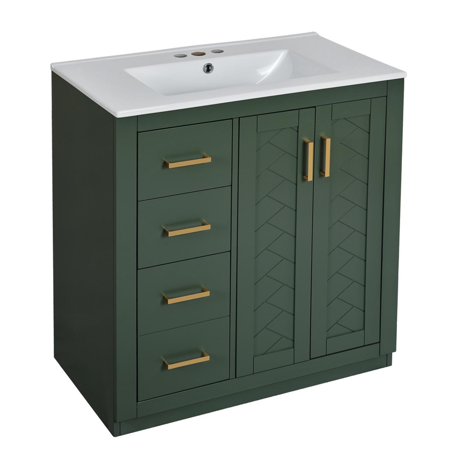 High-Quality 30” Bathroom Vanity with Sturdy Wood Frame, Spacious Storage
