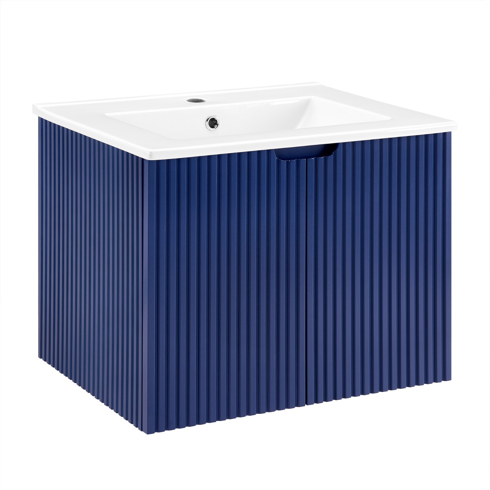 24″ Floating Wall Mounted Bathroom Vanity with White Porcelain Sink and Soft