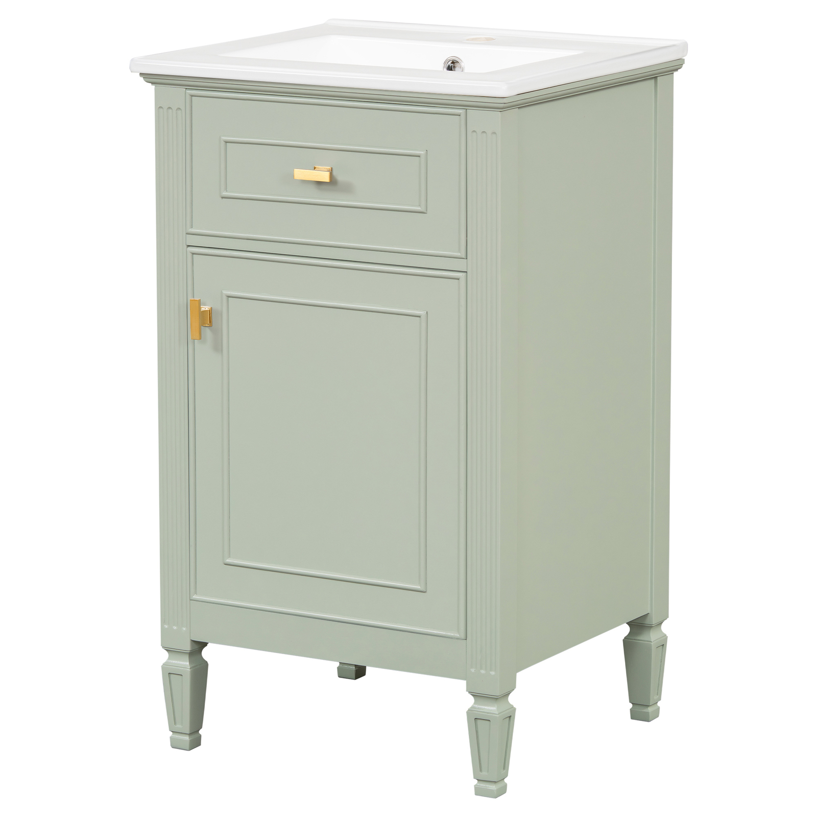 20″ Bathroom Vanity w/Ceramic Sink Modern Storage Cabinet w/Adjustable Shelf