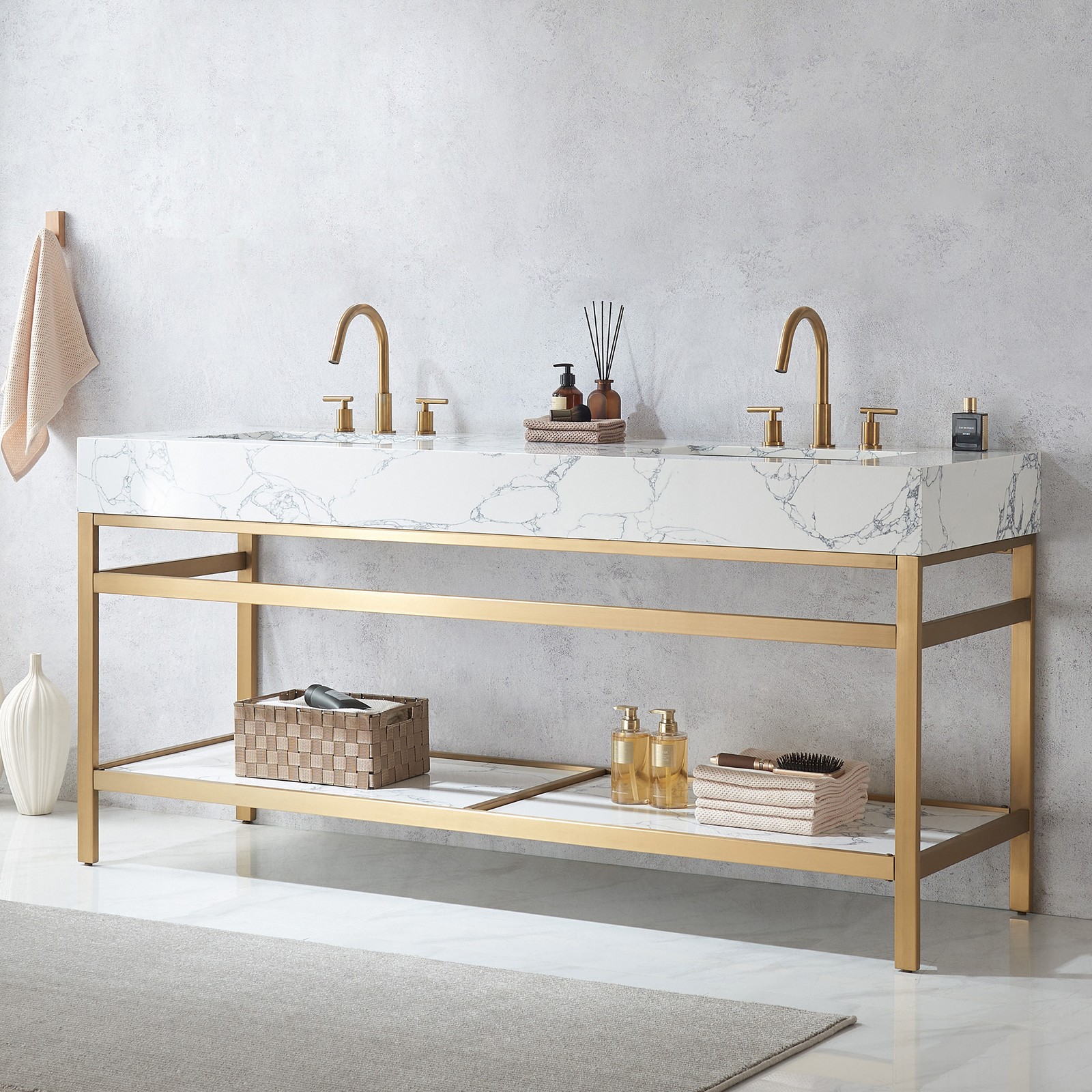 Miseno MV-NM-702772M Ecija 72″ – Brushed Gold / Pandora White