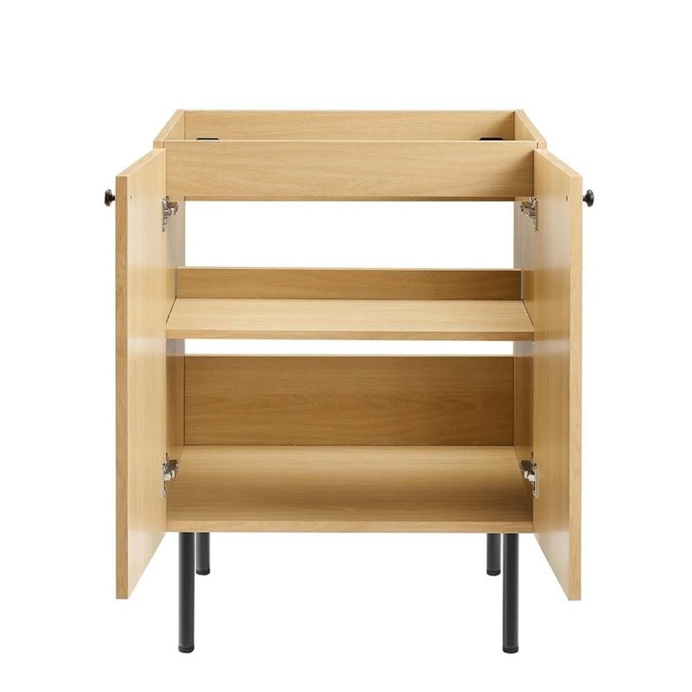 Pemberly Row 24″ Wood & Rattan Bathroom Vanity Cabinet in Oak