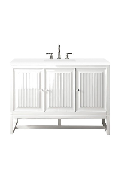 48″ James Martin Athens E645-V48-GW-3WZ Vanity Cabinet White Zeus Silestone Top